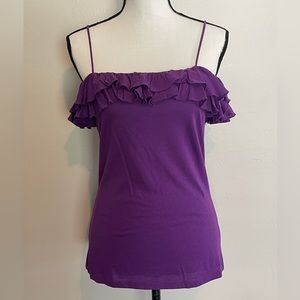 Purple Tank Top with Ruffles & Spaghetti Straps